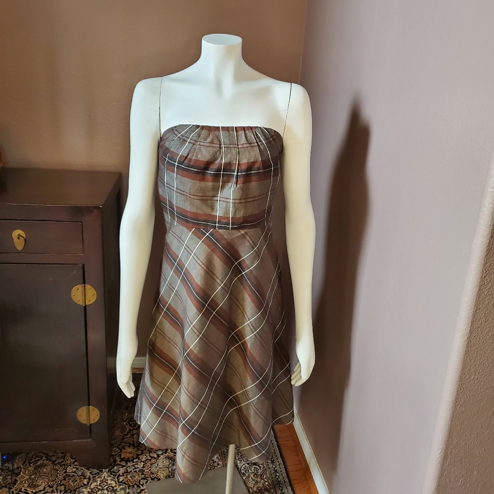BANANA REPUBLIC linen cotton strapless dress 4